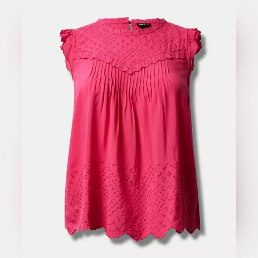 Torrid Eyelet Sleeveless Top Size 2X Color Caberet (Hot Pink) NWT